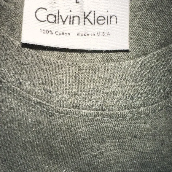 Calvin Klein Men's Heather  Olive Crewneck T-shirt - Picture 2 of 5